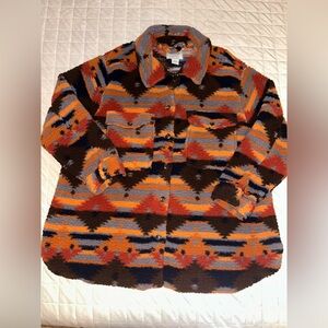 Sabrina Lauren aztec Southwest print teddy bear fuzzy shacket jacket Womens 2XL